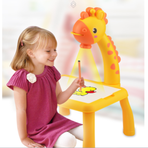 Multi functional toy set with sound and light projection for drawing deer shaped children's graffiti and writing board